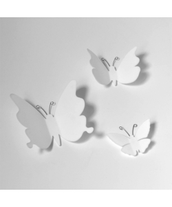 DECORO MURALE 3D "WHITE BUTTERFLIES"